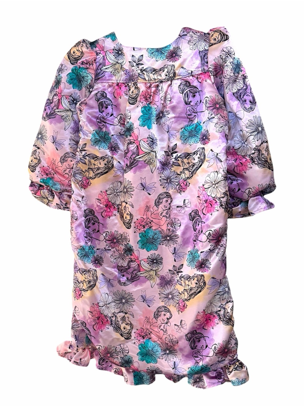Handmade Disney Princess Satin Cotton Heavy Nightgown Granny Cut Luxury